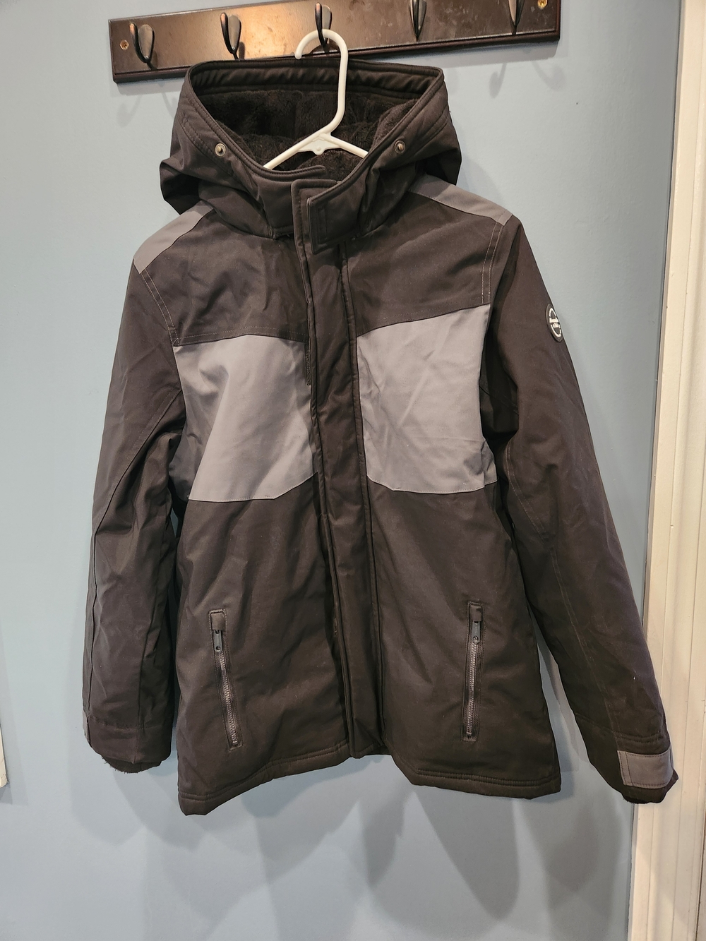 Charcoal Gray Hooded Winter Jacket Abercrombie Kids